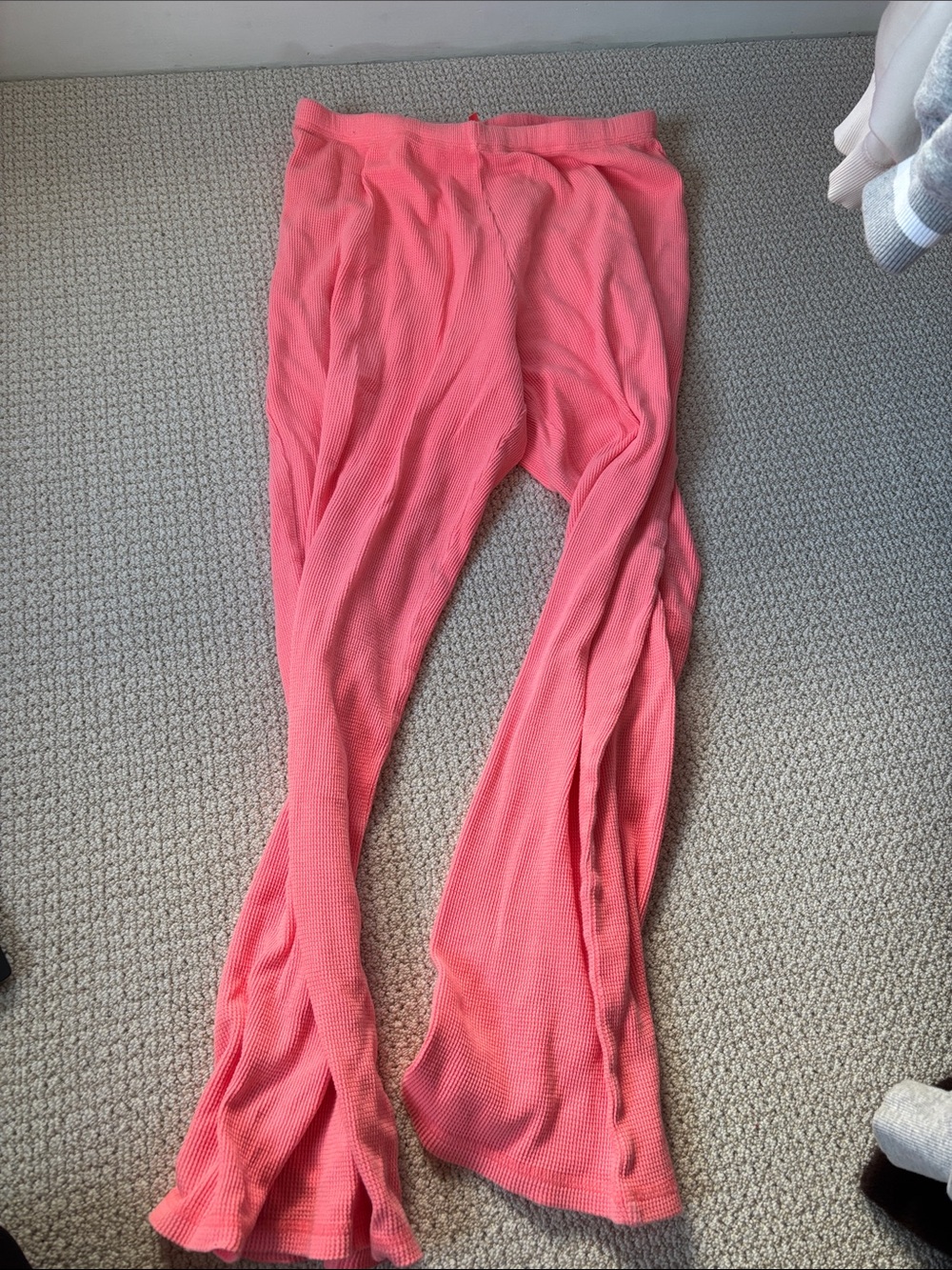 SKIMS neon peach coral waffle lounge pants